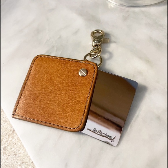 Authentic Dolce & Gabbana Camel Leather Belissima Mirror Bag Charm - Picture 4 of 12